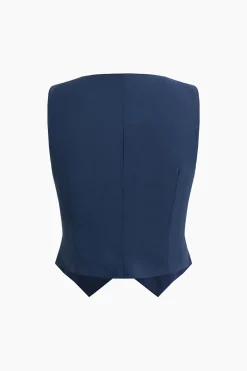 MICAS Skirt Sets-V-neck Vest And Pleated Mini Skirt Set ROYAL