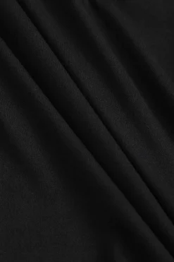 MICAS Long Sleeve Tops|Long Sleeves Tops-V-Shaped Steel Ring Off Shoulder Ruched Long-Sleeve Top BLACK