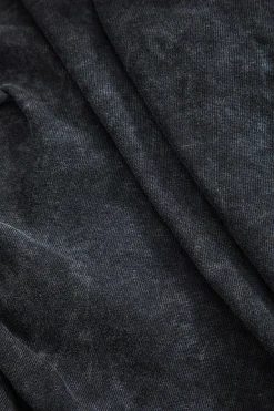 MICAS Skirt Sets-Washed Denim Crop Top And Pleated Mini Skirt Set BLACK