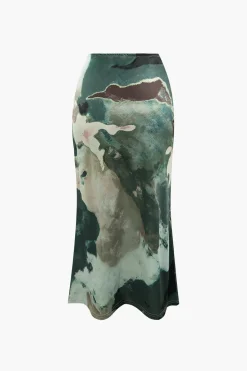 MICAS Skirts-Watercolor Print Midi Skirt MULTICOLOR