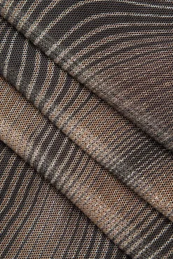 MICAS Long Sleeve Dresses|Maxi Dresses-Wave Mock Neck Mesh Long Sleeve Maxi Dress BROWN