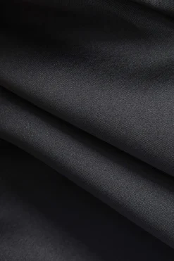 MICAS Outerwear|Outerwear-Wave Sleeve Buttoned Stand Collar Crop Jacket BLACK