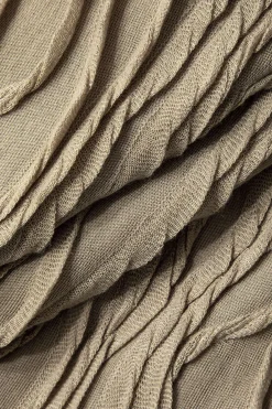 MICAS Mini Dresses-Wave Texture Twist Asymmetrical Mini Dress KHAKI