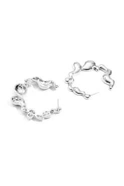 MICAS Earrings|Accessories-Wavy Open Hoop Earrings SILVER