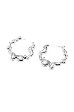 MICAS Earrings|Accessories-Wavy Open Hoop Earrings SILVER