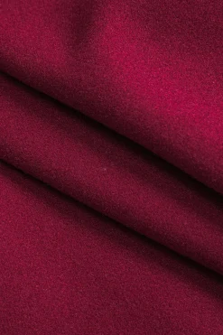 MICAS Long Sleeve Dresses|Mini Dresses-Woolen Round Neck Long Sleeve Puff Mini Dress BURGUNDY