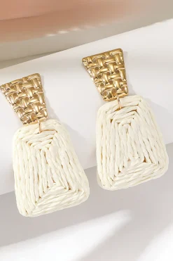 MICAS Earrings|Accessories-Woven Raffia Drop Earrings IVORY