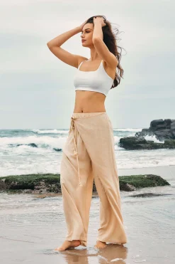 MICAS Pants-Wrap Tie Linen Pants KHAKI