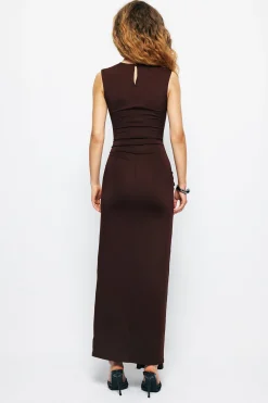 MICAS Maxi Dresses-Wrap Tie Sleeveless Maxi Dress COFFEE