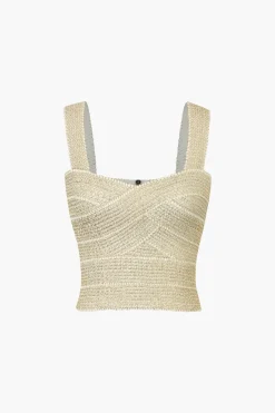 MICAS Tank Tops & Cami-Zip Back Crop Bandage Tank Top CHAMPAGNE