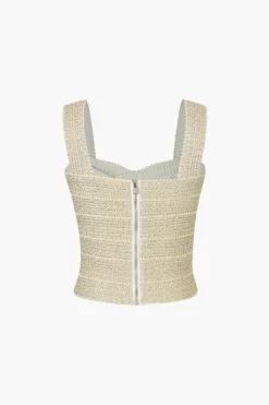 MICAS Tank Tops & Cami-Zip Back Crop Bandage Tank Top CHAMPAGNE