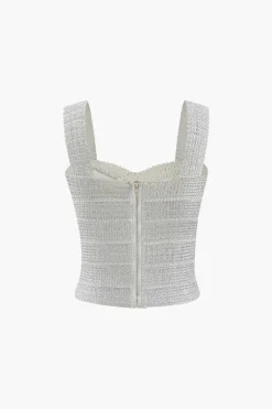 MICAS Tank Tops & Cami-Zip Back Crop Bandage Tank Top CHAMPAGNE