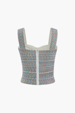 MICAS Tank Tops & Cami-Zip Back Crop Bandage Tank Top CHAMPAGNE