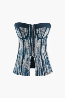 MICAS Tube Tops|Corset & Bustier Tops-Zip Front Strapless Corset Top