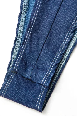 MICAS Bodysuits-Zip Up Denim Sleeveless Bodysuit BLUE