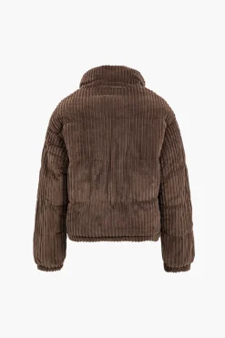 MICAS Outerwear|Outerwear-Zipper Corduroy Puffer BROWN