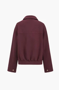 MICAS Outerwear|Outerwear-Zipper Jacket BURGUNDY