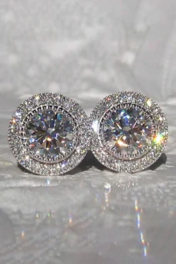 MICAS Earrings|Accessories-Zircon Shiny Round Diamond Earrings