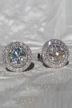 MICAS Earrings|Accessories-Zircon Shiny Round Diamond Earrings