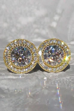 MICAS Earrings|Accessories-Zircon Shiny Round Diamond Earrings