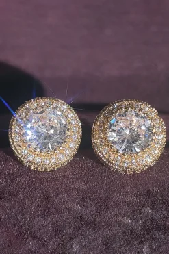 MICAS Earrings|Accessories-Zircon Shiny Round Diamond Earrings